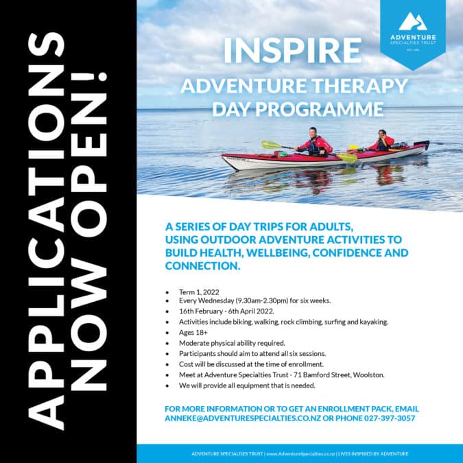 Apply now for our Christchurch adult “Inspire” adventure therapy programme