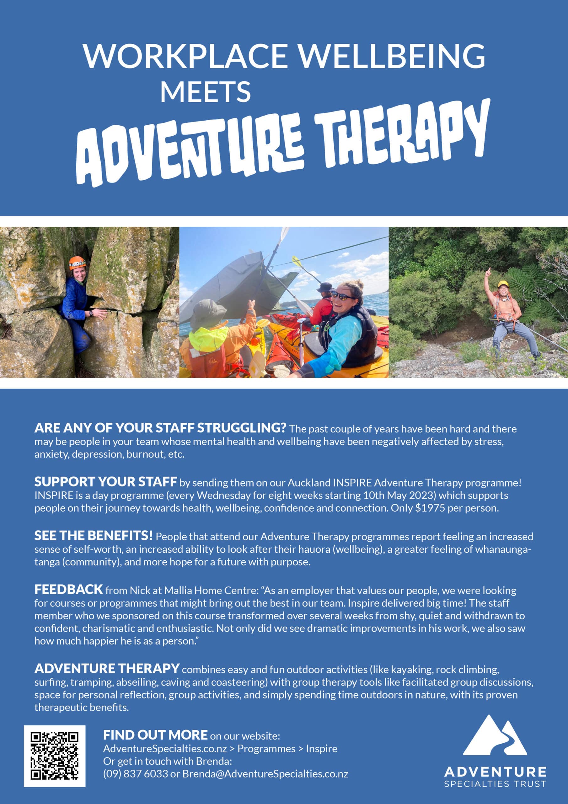 Workplace Wellbeing meets Adventure Therapy