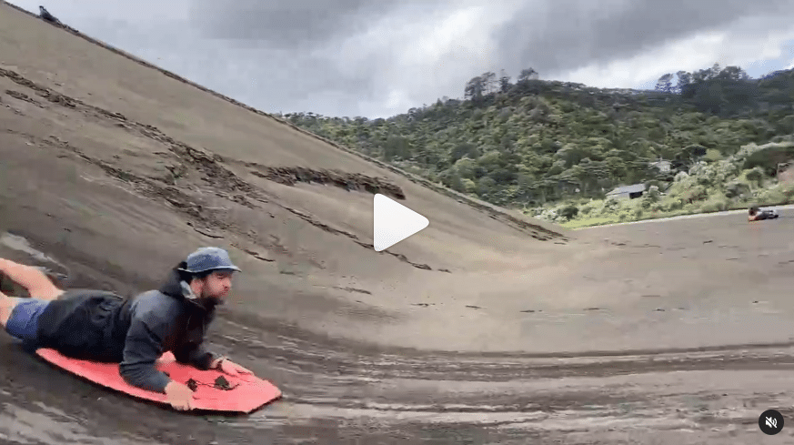 Sandboarding at Lake Wainamu