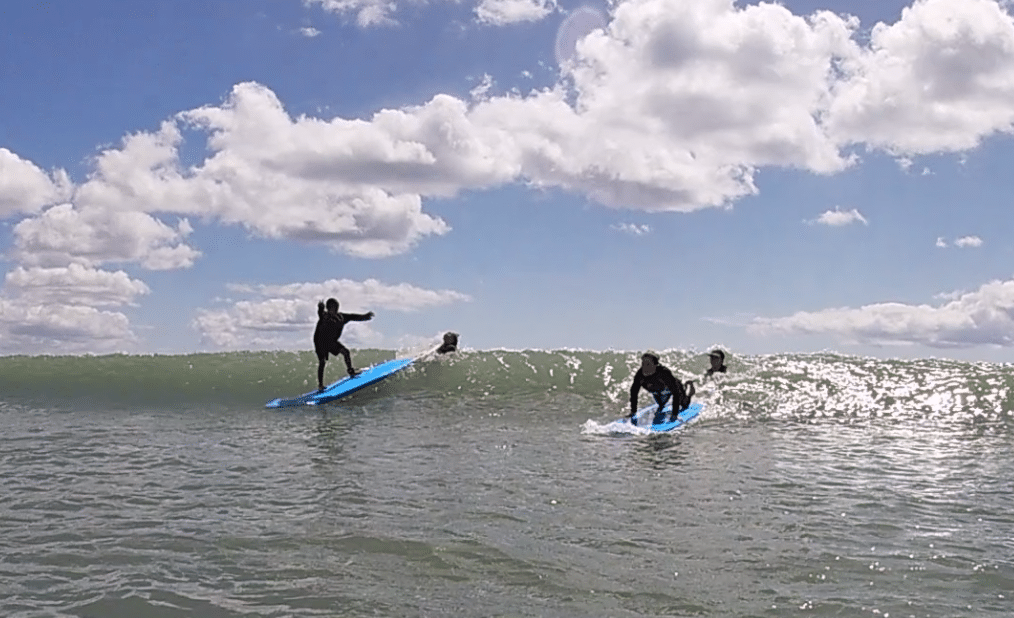 Fun and laughter while surfing